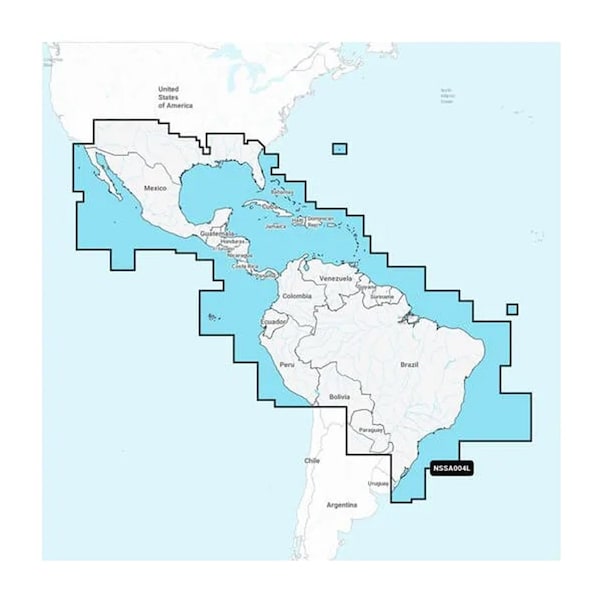 Garmin Navionics+ NSSA004L, Mexico, the Caribbean to Brazil, Inland Coastal Marine Ch 010-C1285-20 - main